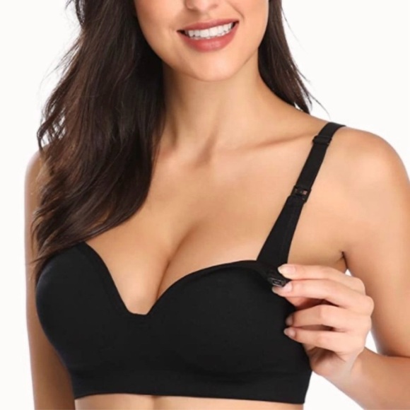 Baomosi Lot Of Two 2 Wire Free Nursing Bras Sz M Black Grey Motherhood Maternity - Picture 10 of 11